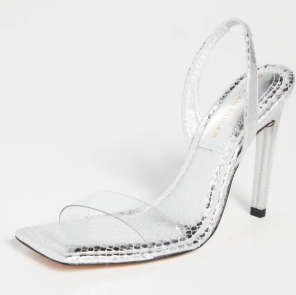 NIB Good American Square Toe Lucite Pumps in Silver Snake Sz. 11 - Picture 5 of 10